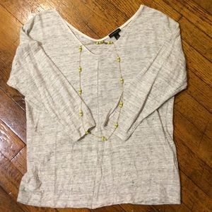 Ann Taylor Linen V-Neck 3/4 Sleeve Sweater